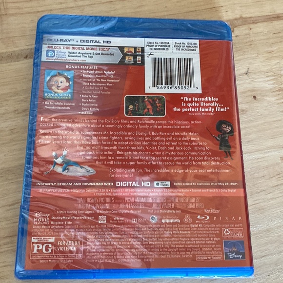 Disney Pixar The Incredibles Blu-ray digital HD DVD 🎉HP🎉 - Picture 2 of 4